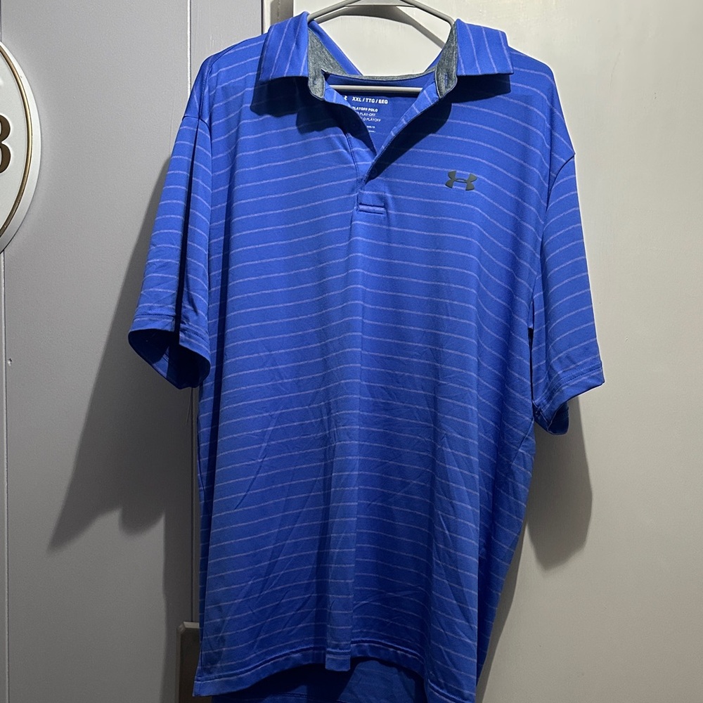 Under Armour Men's Polo Shirt in Blue with Stripes